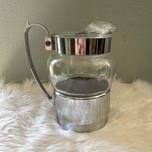 Vintage Hellerware Chrome & Glass Water Pitcher Barware - Picture 3 of 10
